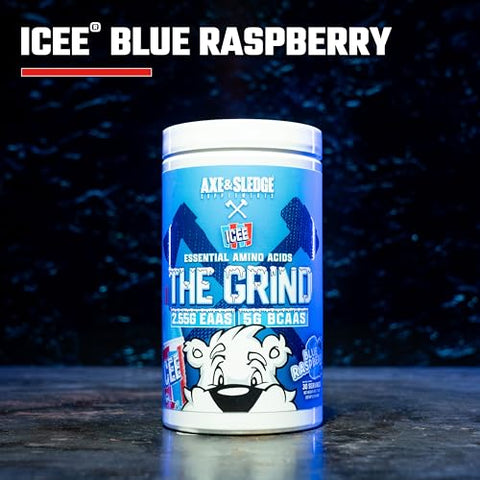 Axe & Sledge - Grind Aminoácidos Essenciais de Cadeia Ramificada, 30 Porções (ICEE Blue Raspberry) – 30g