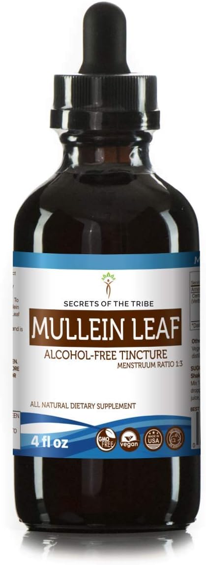 Secrets of the Tribe - Segredos da Tribo – Extrato Líquido de Folha de Verbasco Sem Álcool, Tintura de Verbasco (Verbascum Densiflorum) – 118 ml
