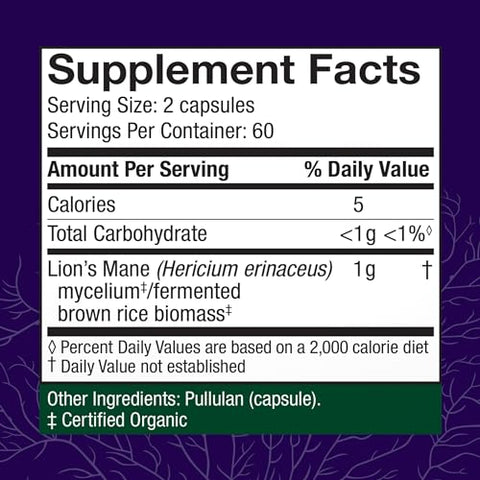 Mushrooms Lion’s Mane – Suplemento para Suporte à Saúde Cerebral – Suplemento de Cogumelo para Melhorar o Foco – 60 Cápsulas - Host Defense