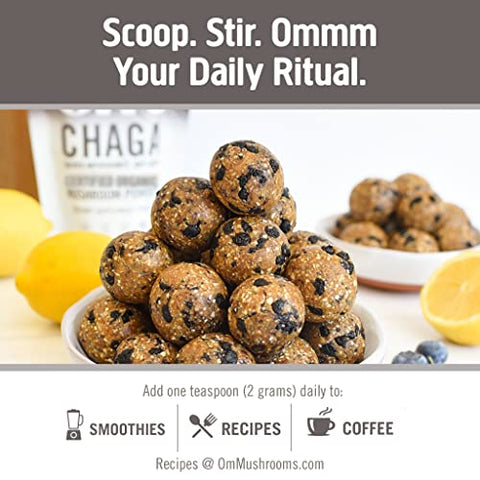 Mushroom Superfood Chaga Pó de Cogumelo Orgânico, 200g, 100 Porções, Cultivado nos EUA, Antioxidantes Sagrados - OM