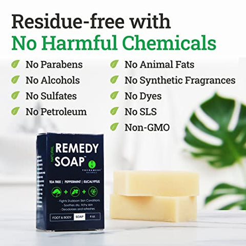 Truremedy Naturals - Sabonete em Barra Truremedy Naturals Tea Tree para Homens/Mulheres, 5 unidades – Com Hortelã-Pimenta