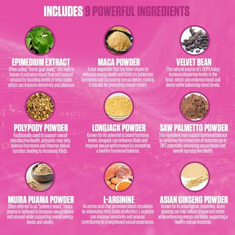 EPN Supplements - Libido Booster for Women | Horny Goat Weed For Her 9X | Auxilia Saúde Feminina, Humor, Energia, Fluxo Sanguíneo | Raiz de Maca, Longjack 7 Mais Ingredientes Poderosos em Doses Ultra | 3º