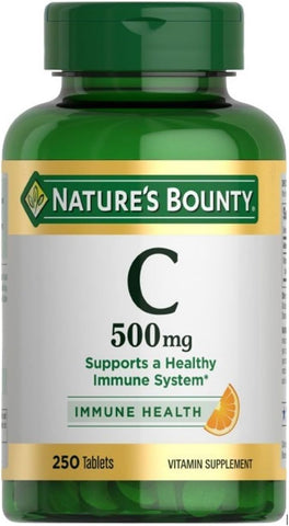 Nature's Bounty - Nature’s Bounty Vitamina C, Suporte para um Sistema Imunológico Saudável, Suplemento de Vitamina, 500mg, 250 Comprimidos