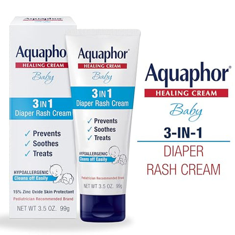 Pomada para Assaduras de Bebê, Alívio 3 em 1 para Assaduras, Tubo de 100g - Aquaphor