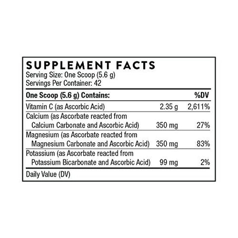 Buffered C Powder – Vitamina C (Ácido Ascórbico) com Cálcio, Magnésio e Potássio – 235g - THORNE