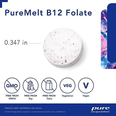PureMelt B12 Folate – Vitamina B Ativa com L-5-MTHF – Suporte ao Metabolismo – Marca Pure Encapsulations - Pure Encapsulations