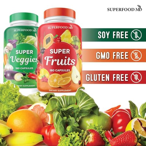 Superfood MD - Suplemento de Frutas e Vegetais Superfood – 360 Suplementos Integrais de Frutas e Vegetais