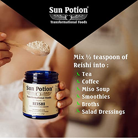 Reishi Mushroom Powder Orgânico – 100g | Pó de Cogumelo Reishi | Potencialize sua Saúde - Sun Potion