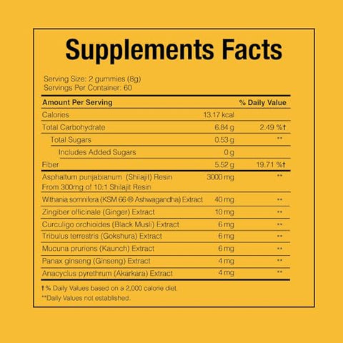 Gummies Gold Himalaia Puro Shilajit I Sem Açúcar Adicionado I Ashwagandha, Gokshura | Ácido Fúlvico - Be Bodywise