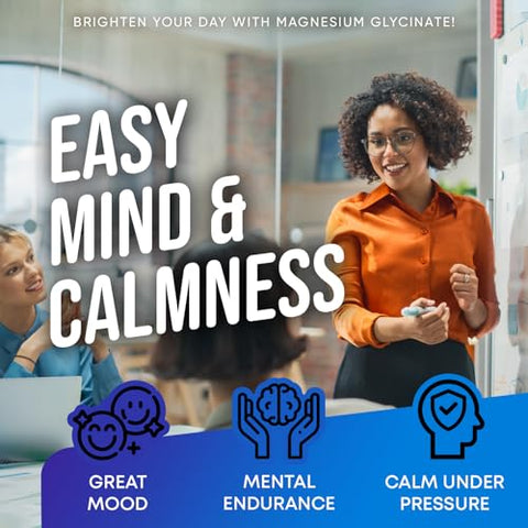 JOYLI Nutrition - Magnésio Glicinato 500MG – Sono Reparador – Alta Absorção – Extrato de Raiz de Ashwagandha – Manganês – Glicinato De Magnésio 400mg 100mg 200g