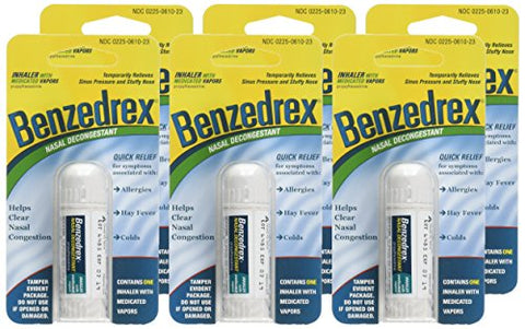 Inhalador Propylhexedrine Descongestionante Nasal – 1 Unidade (Pacote com 6) | Propylhexedrine para Descongestionar o Nariz - Benzedrex