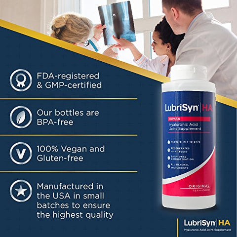 Lubrisyn - LubriSynHA – Suplemento Articular Humano Original 3 x 325ml – Ácido Hialurônico HA de Alto Peso Molecular – Suporte Articular para Mulheres