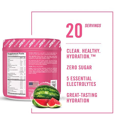 BIOSTEEL - BioSteel Zero Sugar Hydration Mix – Hidratação saborosa com 5 eletrólitos essenciais, sabor melancia, 20 porções por pote