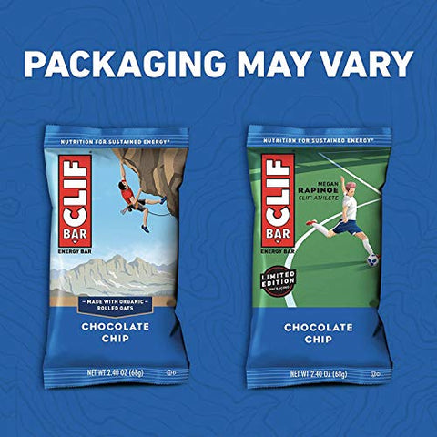 Clif Bar - Barras de Energia CLIF – Chocolate Chip – Feitas com Aveia Orgânica – Alimento à Base de Plantas – Vegetariano – Kosher (Barras de Proteína de 2,4 Ounces, 24 Unidades) Embalagem Pode Variar, 12 Unidades (Pack…)