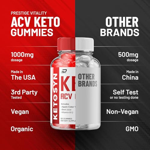 Indelo - Ketosyn ACV Gummies Fórmula Avançada – Ação Rápida e Extra Forte, Avaliações Ketosyn ACV Gummies, B12 (3 Pacotes – 180 Gummies)