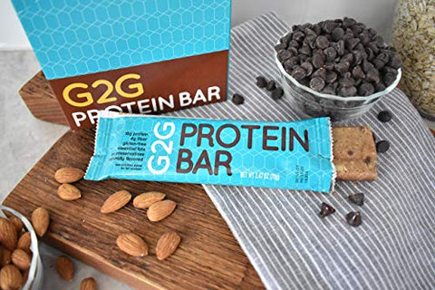Barra de Proteína G2G, Amêndoa com Chocolate Chip, Ingredientes Naturais, Refrigerada para Frescor, Lanche Saudável, Substituto de Refeição Delicioso, Sem Glúten, 8 Unidades (Embalagem com 8)
