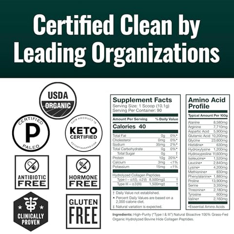 Colágeno Orgânico em Pó – Certificado Orgânico USDA | Colágeno Peptídeos em Pó | Marca Natural Force - Natural Force