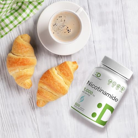 DEAL SUPPLEMENT - Vitamina B3 Nicotinamida 1.000mg Por Porção – 500 Cápsulas, Niacina Livre de Rubor, B3 Essencial – Suporta uma Pele Saudável