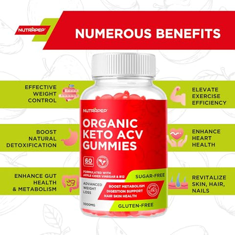 NutraPep - Keto ACV Gummy para Perda de Peso Avançada – Sem Glúten | Marca Keto ACV Gummy