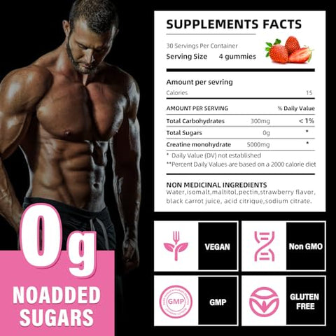 Bageto - Gomas de Creatina Monohidratada 5000mg para Homens – Marca X