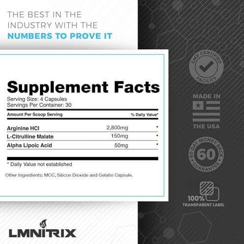 LMNITRIX - VEINZ Pills ✮ Suplemento de Óxido Nítrico com L-Arginina e L-Citrulina | Aumente a Performance | 60 cápsulas