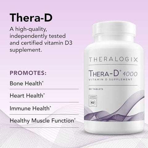Thera-D 4000 – Suplemento de Vitamina D3 4.000 UI (100 mcg) – 90 Dias de Fornecimento – Suporte Imunológico para Mulheres - Theralogix
