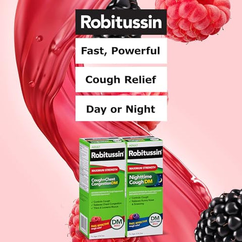 DM Max Tosse e Congestão no Peito + Robitussin DM Tosse Noturna Máxima, Fórmulas para Adultos – 2 x 8 Fl Oz Frascos - Robitussin
