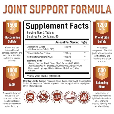 Suplemento de Glucosamina, Condroitina e MSM em Comprimidos com Cúrcuma – 60 comprimidos - Purely Optimal