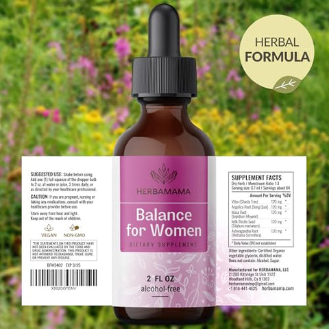 Balance Drops – Cardo Mariano, Vitex Berry, Angelica, Raiz de Maca | Marca HERBAMAMA - HERBAMAMA