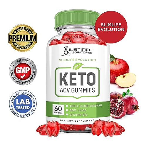 Justified Laboratories - (3 Pack) Gomas Slimlife Evolution Keto ACV – Slim Life Evolution Keto Gummies Avançado 1000MG – Fórmula de Vinagre de Maçã com Romã e Beterraba em Pó