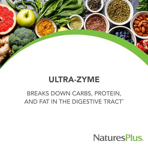 UltraZyme – 120 mg Bile de Boi, 90 Comprimidos – Suplemento Enzimático Digestivo de Máxima Potência, Promove Absorção de Nutrientes – 45 Porções - Natures Plus