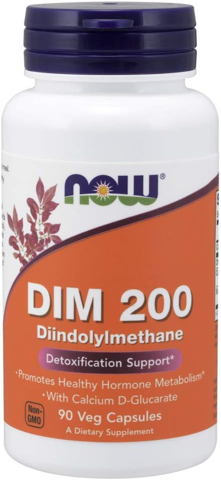 Suplementos, DIM 200 (Diindolilmetano) com D-Glucarato de Cálcio, 90 Cápsulas Vegetais - NOW Foods