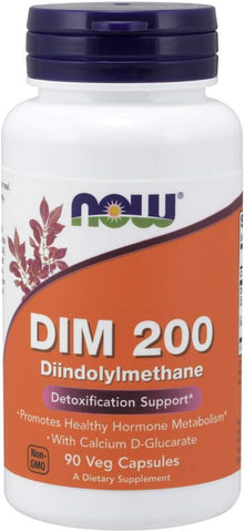 Suplementos, DIM 200 (Diindolilmetano) com D-Glucarato de Cálcio, 90 Cápsulas Vegetais - NOW Foods