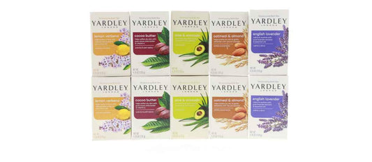 London – Kit com 10 Barras de Sabonete: Lavanda Inglesa, Aveia e Amêndoa, Aloe e Abacate, Manteiga de Cacau, Verbena de Limão – 4g (Pacote com 10, Duas de cada) - Yardley