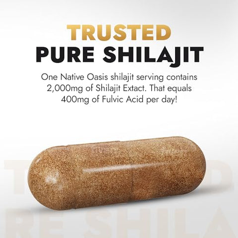 NATIVE OASIS - (2 Frascos) Suplemento de Shilajit para Homens – Aumente sua Vitalidade e Energia | Marca: Shilajit+ | 60g