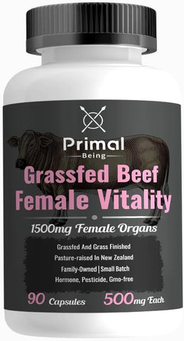 Suplemento Feminino Primal Being Grassfed Beef – Suporte para Saúde Hormonal, Fertilidade, Inflamação e Energia – 90 Cápsulas, 1500mg por Porção