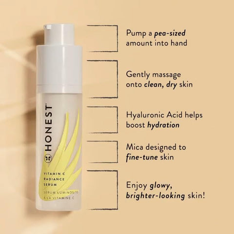 Soro Clareador Honest Beauty Vitamina C | Melhora o Tom da Pele | Vitamina C, Pérola, Ácido Hialurônico | EWG Verificado Cruelty Free | 30 ml
