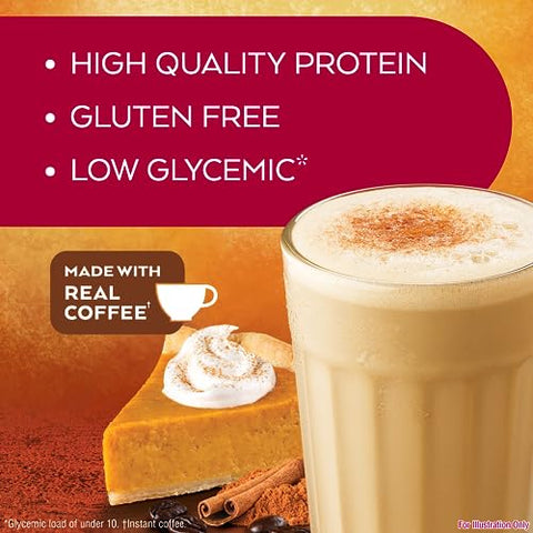 Pumpkin Spice Latte: 15g Proteína, 3g Carboidratos Líquidos, 1g Açúcar, Baixo Índice Glicêmico, Amigo do Keto, 12 Unidades - Atkins