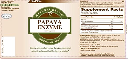 Enzima de Mamão Natural, 240 Comprimidos, Suporta a Função Digestiva Saudável - GNC