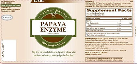 Enzima de Mamão Natural, 240 Comprimidos, Suporta a Função Digestiva Saudável - GNC