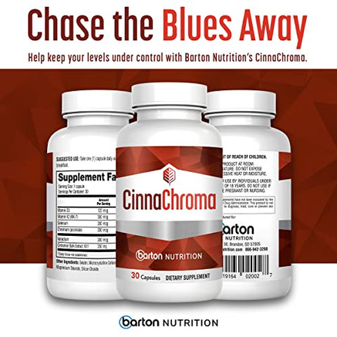 Barton Nutrition - CinnaChroma Cápsulas de Canela – Suplemento com Extrato, Picolinato de Cromo e Vanádio 30 VIT D3 K2 para Apoiar o Metabolismo e a Saúde Cardiovascular