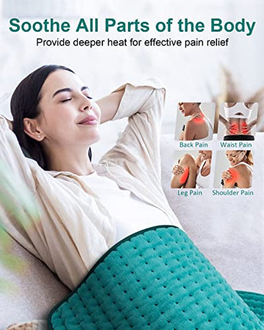 Juena - Aquecedor Elétrico para Alívio de Dor nas Costas com 6 Configurações de Calor, 4 Desligamentos Automáticos, Presentes para Mulheres, Mães, Homens, Pais, Almofadas Elétricas para Cólicas/Abdômen/Cintura/Ombro, Opções de Calor Úmido e Seco