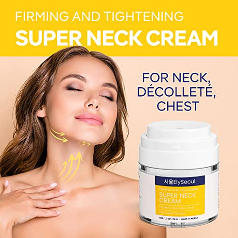 ElySeoul - Creme Anti-Rugas Super Neck Chest – Firmeza Avançada e Levantamento – Cuidados com a Pele Coreana Anti-Envelhecimento com Colágeno Ácido Hialurônico Niacinamida