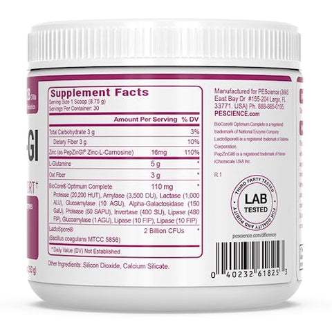 Complete GI – Probiótico com Zinco Carnosina e Enzima Digestiva – Sem Sabor – 60g - PEScience