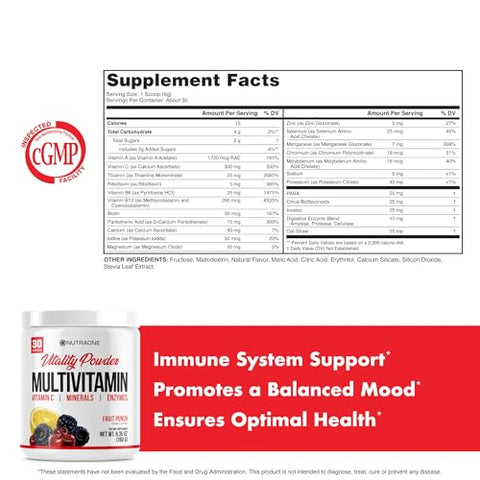 Vitality – Pó de Vitaminas e Minerais (Sabor Frutas Vermelhas – 30 Porções) - NutraOne