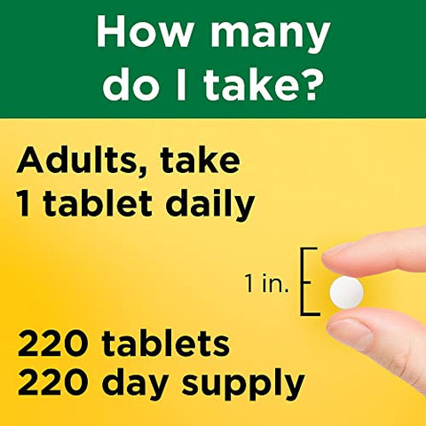 Vitamina D3 2000 UI (50 mcg), Suplemento para Saúde Óssea, Dental, Muscular e Imunológica, 220 Comprimidos, Fornecimento de 220 Dias - Nature Made