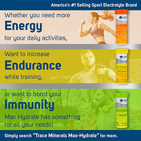 Max-Hydrate Endurance | Comprimidos Efervescentes | Suporte Energético | Reposição de Eletrólitos - Trace Minerals
