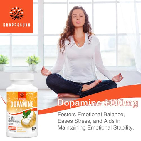 Suplemento Natural de Dopamina – 90 Comprimidos (1 Frasco) - Kroppssund