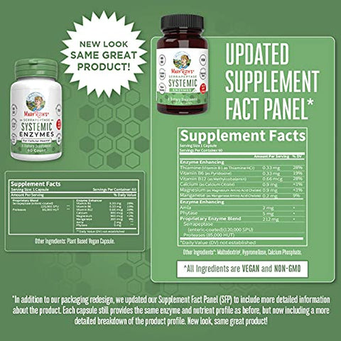 MaryRuth Organics - Cápsulas de Enzimas Serrapeptase | Suprimento de até 2 Meses | Suplemento Enzimático para Alívio Potente de Sinusite e Alergias | Saúde Tecidual e Celular | Vegano |