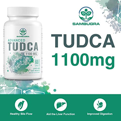 Sambugra - TUDCA 1100mg – Suplemento de Bile Salt Ultra Forte para Apoio ao Fígado, Limpeza e Reparo – 60 Cápsulas